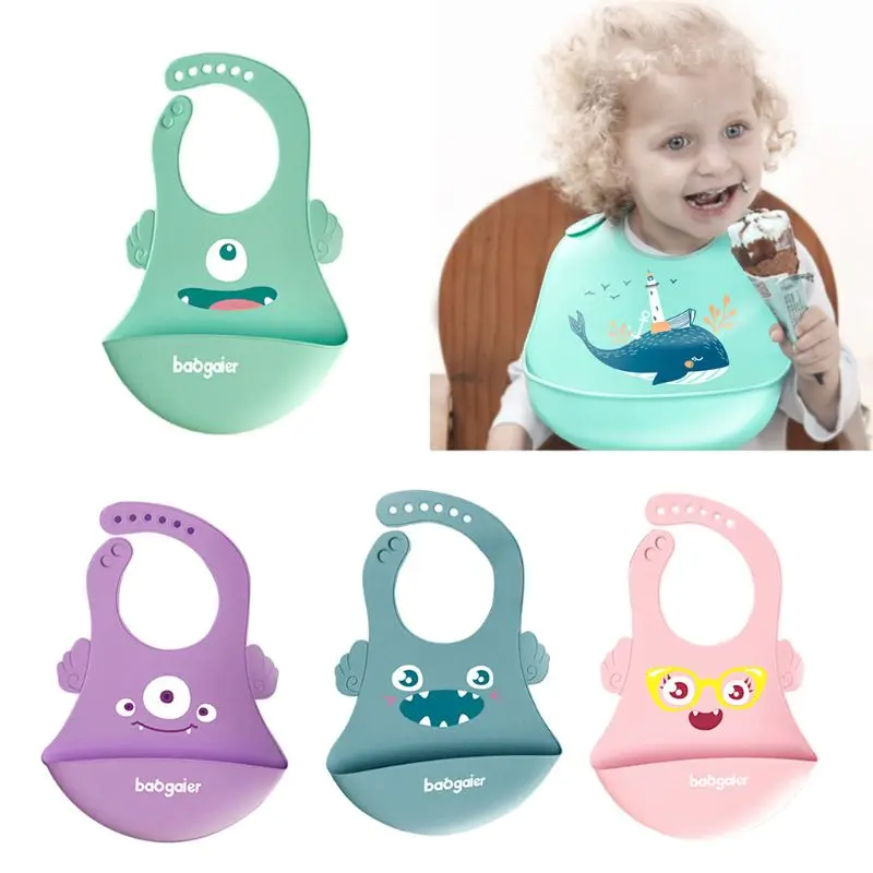 

Baby Kids Feeding Bib Three-dimensional Waterproof Children Soft Silicone Cartoon Saliva Towel