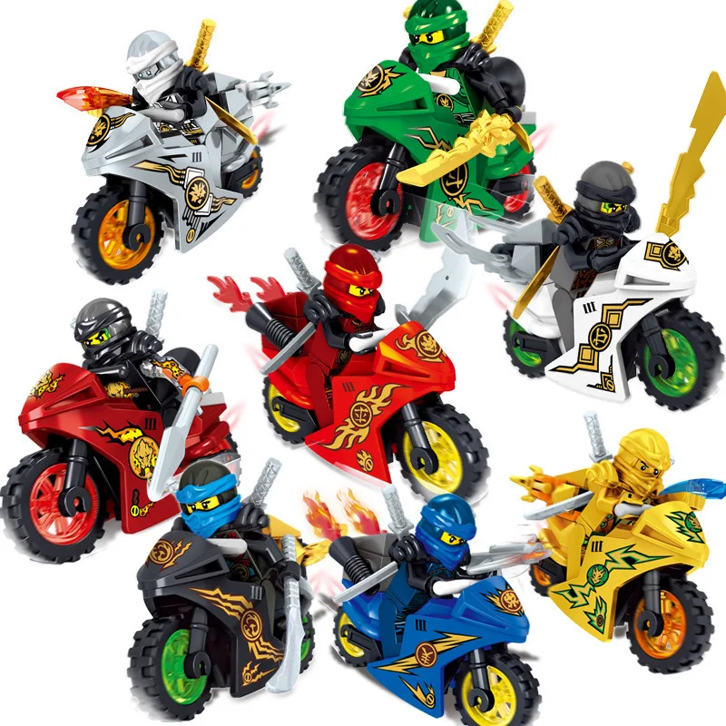 

Legoings Ninjagoed Motorcycle 8PCS Weapon Figures Building Blocks Kids Children Educational Toy Gift