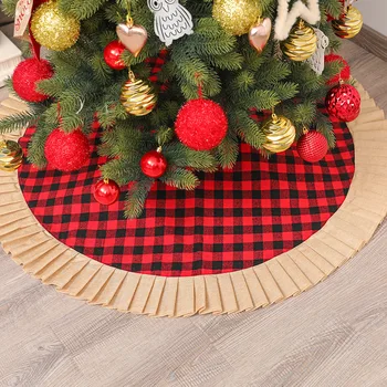 

2020 red gingham tree skirt Christmas ornaments holiday scene with Christmas tree bottom decoration tree apron