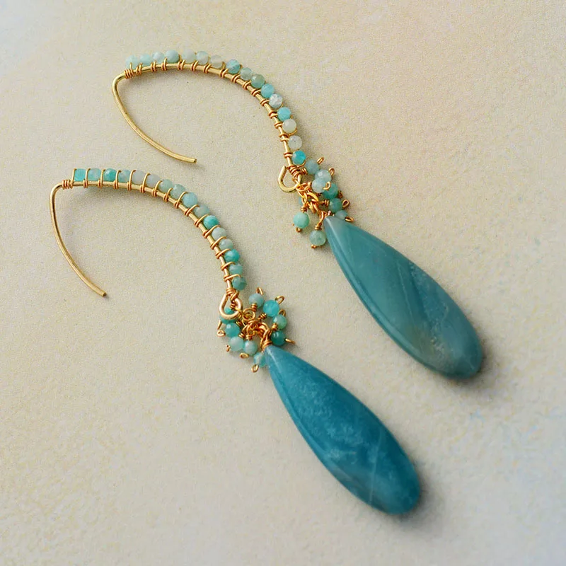 Exquisite Boho Drop Earrings for Women Amazonite Elegant Lady Dangle Earring Handmade Teardrop Jewelry Dropshipping Wholesale - Image 3