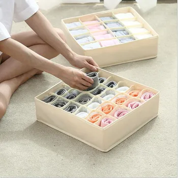 

High Elastic Ion Mesh Fabric Foldable Underwear Socks Storage Box Washable Compartment Wardrobe Drawer Storage Underwear Box