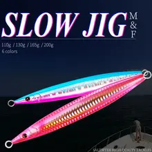 TSURINOYA 2PCS  SLOW JIG M&F 110g 130g 165g 200g Saltwater Hard Fishing Lure 6 Colors Metal Baits For Sea Fishing