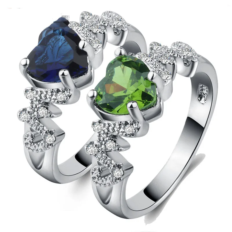 Ring Love Heart Ring Wedding Jewelry Gift For Mother 2 Colors 100% silver 100% silver color wedding rings finger rings fashion ring metal rings