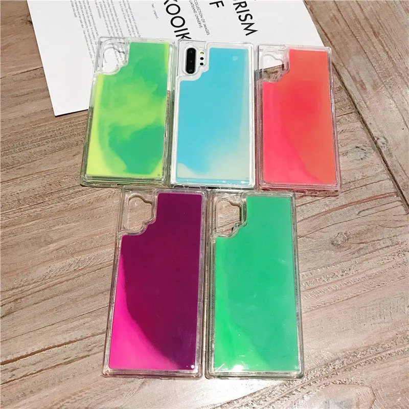 

Luxury Fashion Plain Luminous Liquid Quicksand Phone Cases For Samsung Galaxy S8 S9 S10 Plus s10e Note 8 9 10 Pro TPU Back Cover