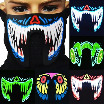 

Hot Sale Voice Control Dynamic Pattern Halloween Led Terror Face Mask Cold Light Halloween Party Decoration P