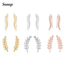 Sasusp персонализированные Лист уха альпинист гусеницы заявление в виде капель с кристаллами в форме Для женщин серьги-гвоздики в виде цветка ювелирные изделия