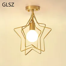 GLSZ Скандинавский современный креативный Золотой звезда Железный потолочный светильник E27 для минималистичного кафе ступеньки спальни Подвесные лампы приспособление
