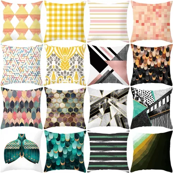 

New Printing Pillow Case Fashion Home Decorative Cushion Cover Geometric Print Throw Pillow Case Woven Square Pillow