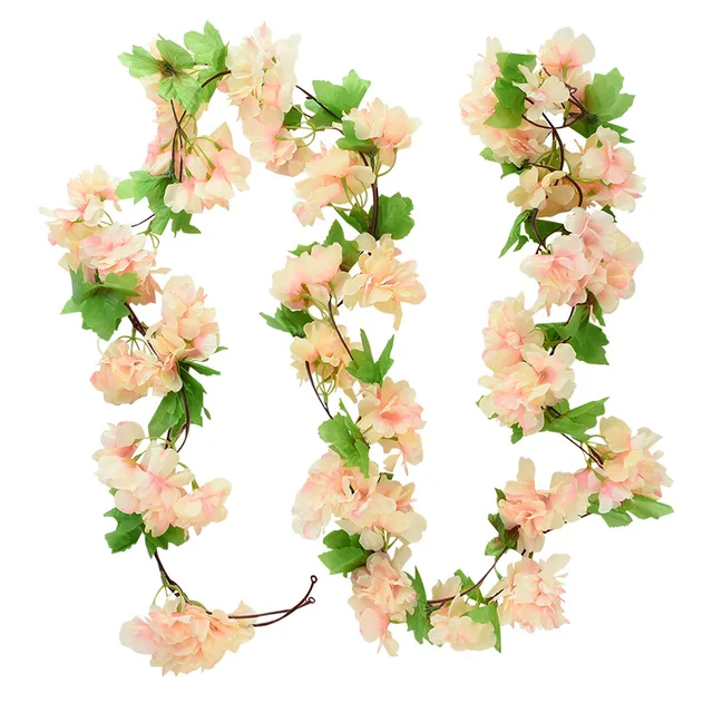 180cm Fake Ivy Wisteria Flowers Artificial Plant Vine Garland for Room Garden Decorations Wedding Arch Baby Shower Floral Decor 230cm G02