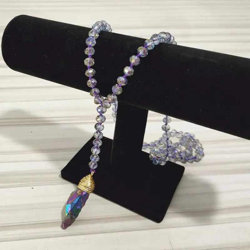 

ZWPON 2020 Fashion Original Natural Quartz Stone Pendant Necklace Facet Crystal Beads Necklace for Woman Jewelry Wholesale