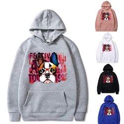 Sudadera con capucha para hombre y mujer, suéter con estampado de cachorro y marco rojo, ropa de calle de estilo Hip Hop, Top informal de marca, moda de otoño