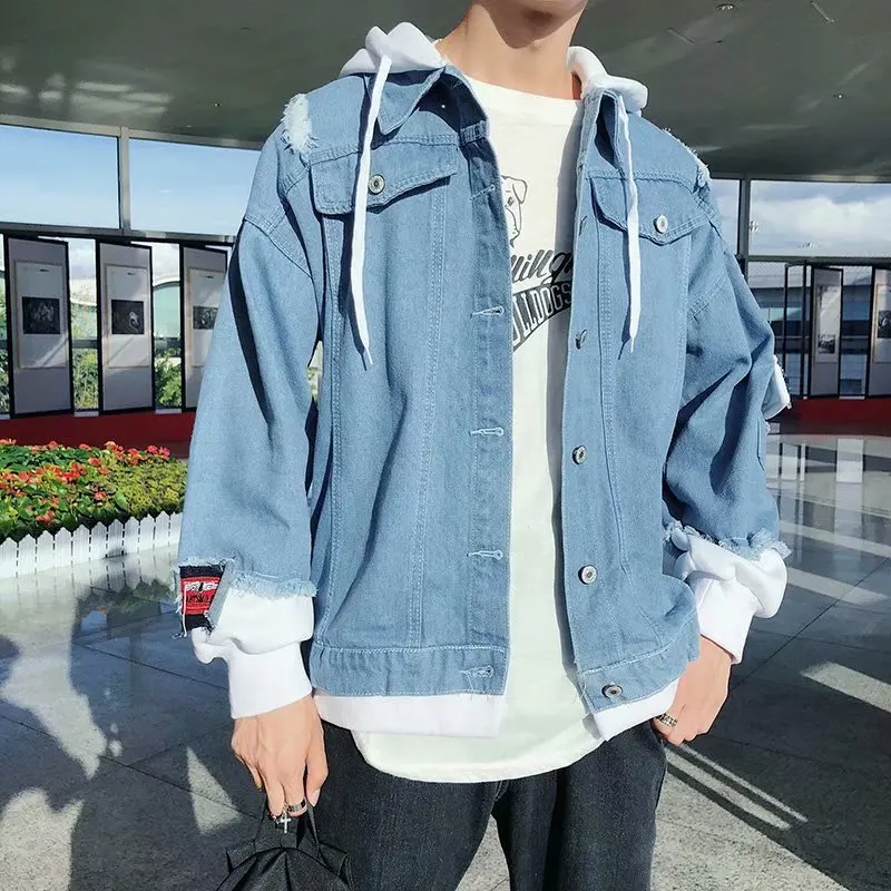 New Style Jeans Coat Men Spring And Autumn Korean-style Trend Winter Jacket Loose Handsome Loose-Fit Clothes Men'S Wear