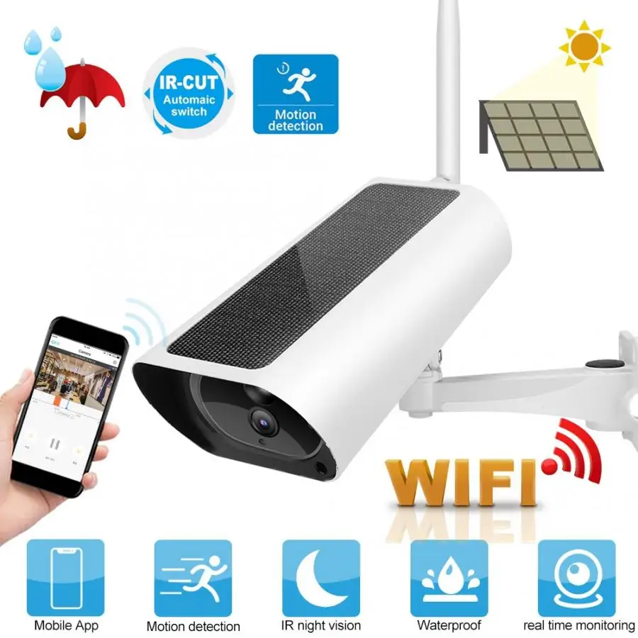 Мини Солнечная микро камера 1080P наружная 4 X Zoom Беспроводная wifi водонепроницаемая