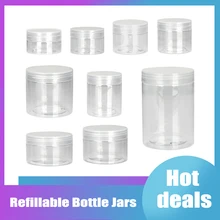 

5Pcs Clear Refillable Bottle Jar Lid Empty Cosmetic Container Makeup Travel Cearm Bottle Jars 30/40/50/60/80ml 100ml 120ml 200ml