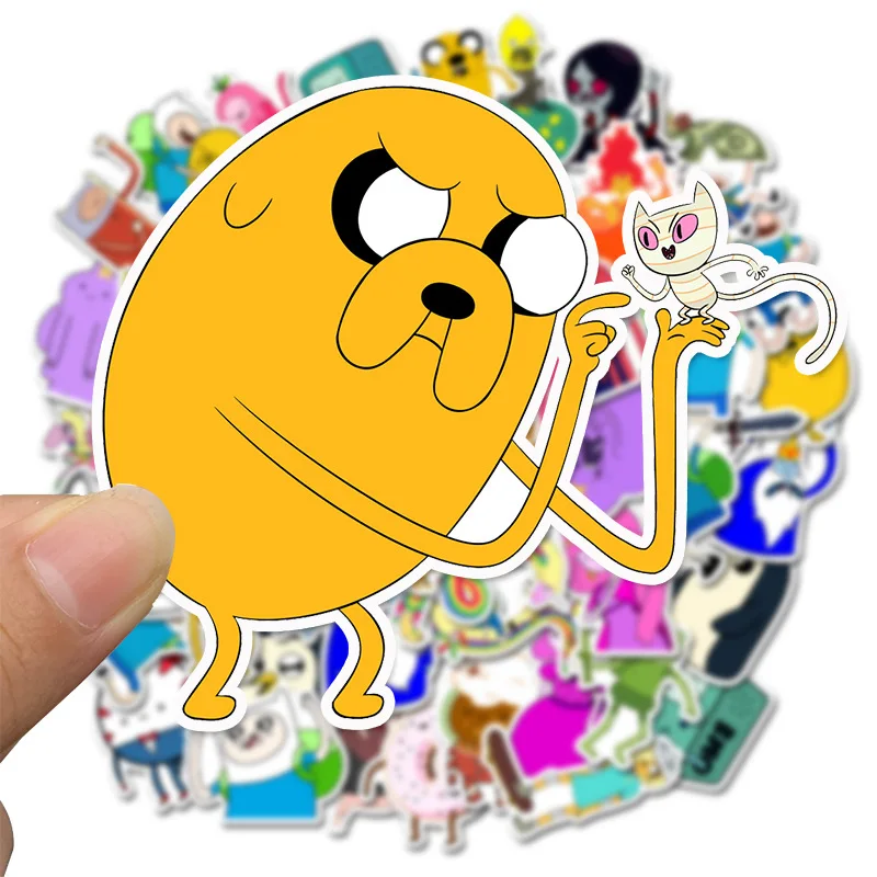 50pcs Pack Cartoon Adventure Time Stickers Waterproof PVC Guitar Laptop Motorcycle Skateboard Luggage Car Cool Sticker Kids Toys