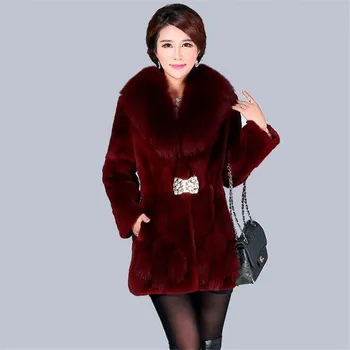 

Large Size Women's Fashionable Fur Coat 2017 Winter New Women's Artificial Fox Fur Mid Long Section Leisure Mink Fur Coat