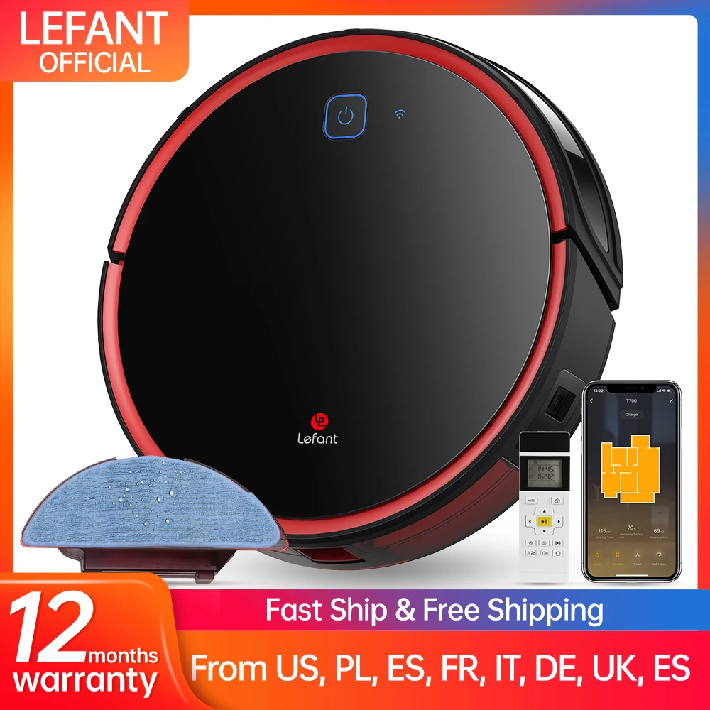 US $108.29 Lefant T700 Robot Vacuum Cleaner Sweep And Wet Mopping Disinfection For Hard Floors Carpet Run 120mins Automatically Charge APP