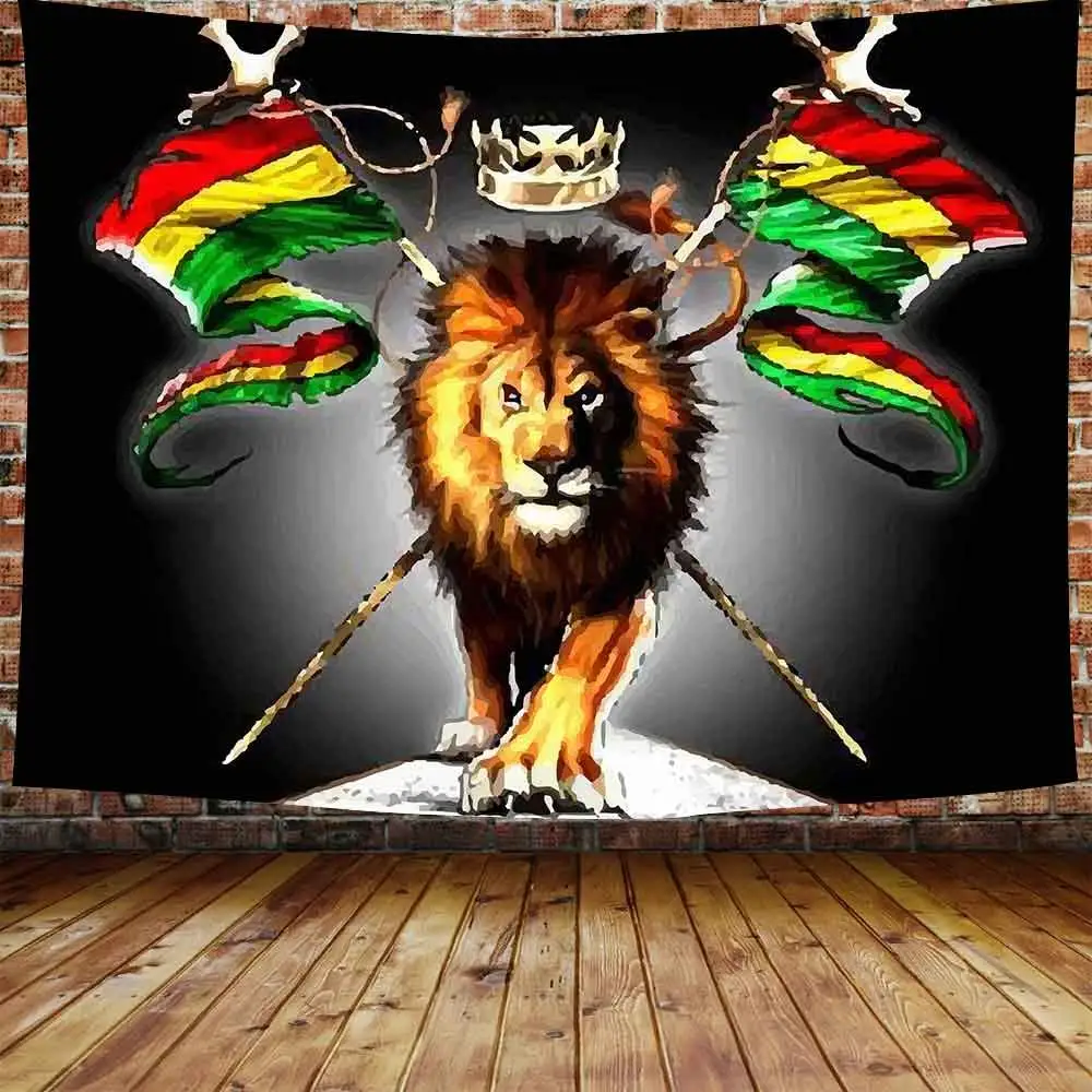 Judah Lion with a Rastafari Flag King Jungle Reggae Theme Art Print