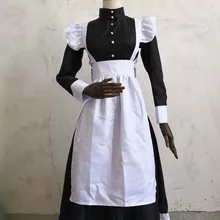 

Classic Black Woman Maid Dress Vintage British Style Oversized Cosplay Dress 2021 Pearl Line Coffee Maid Cos Animation Clothing