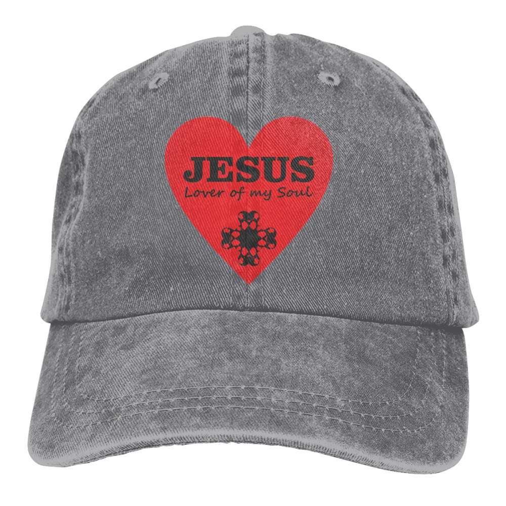 Casquette в форме сердца, в виде Иисуса, любителя моей душа, черные унисекс Мужские Женские джинсовые бейсболка с ремешком, регулируемая шапка для гольфа, папы
