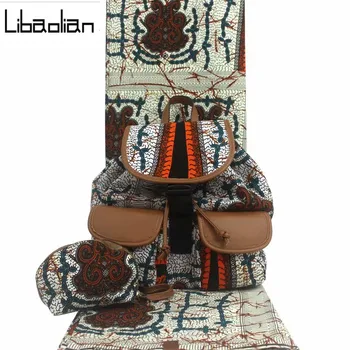 

Latest African Women Wax Handbag Sets High Quality African Ankara Wax Bag Set With 100% Cotton 6 Yards Real Wax Fabric F209-10