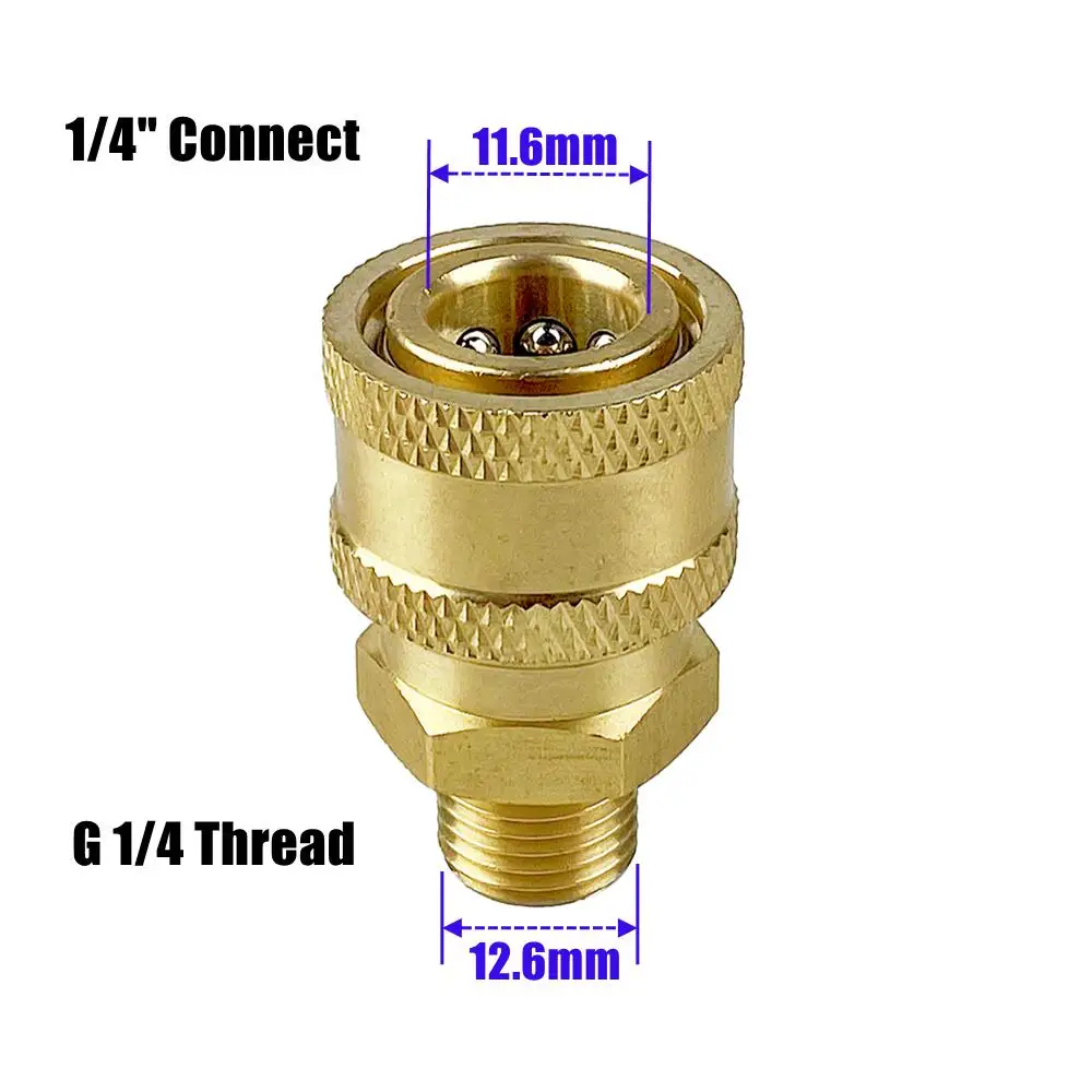 Brass 1/4" Quick Plug & Disconnect Adaptor Pressure Washer Hydraulic Couplers Nozzle Connector For Garden Irrigation Washing 