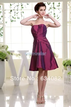 

free shipping brides maid dresses 2016 taffeta plus size fuschia dress short mini dress modest unique classy Bridesmaid Dresses