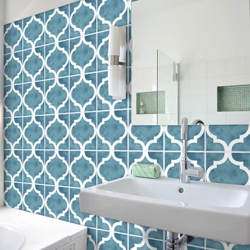 

Royal Blue Non-Slip Floor Tile Sticker- Water Proof PVC Tile Decal Wall Tile Sticker Peel&Stick for Home Bathroom Kitchen Decor