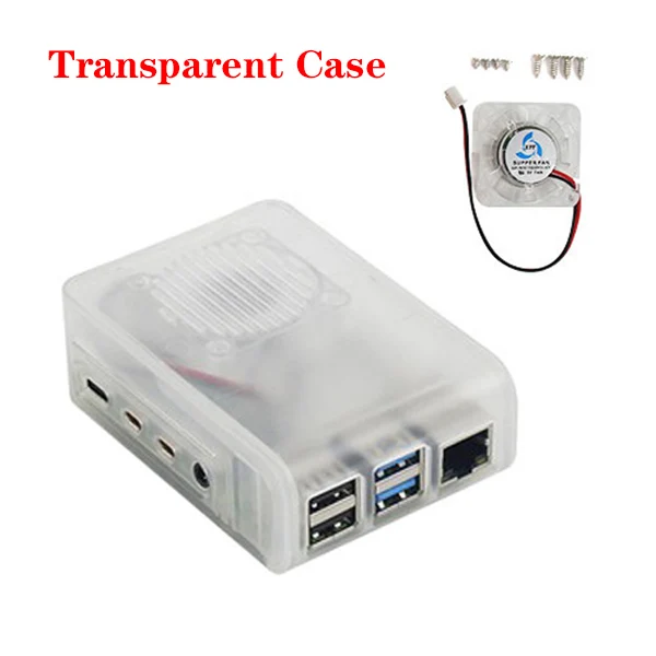 Transparent Case Raspberry Pi 4 защитный чехол ABS корпус с бликовым охлаждающим вентилятором цветная охлаждающая подставка для Raspberry Pi 4 Модель B 4B - Цвет: Transparent Case