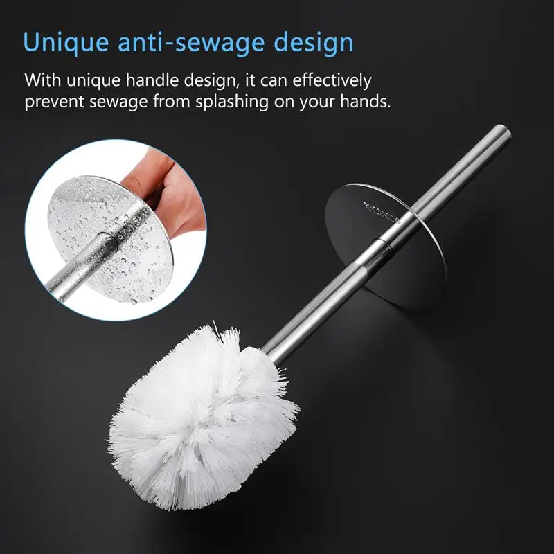 

OUNONA Toilet Brush and Holder Set Good Grip Compact Modern Design Toilet Bowl Cleaner Brush Set for Bathroom (White)