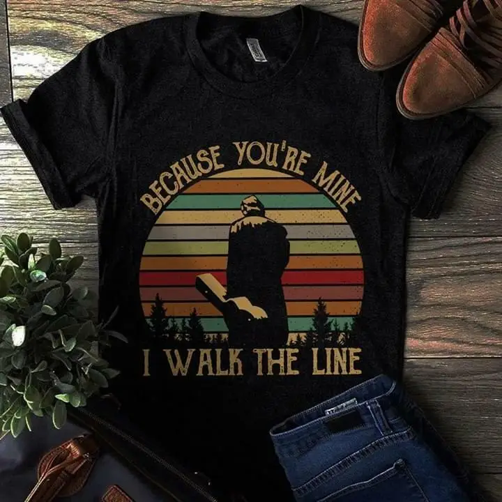 Jonny Cash потому что You'Re Mine I Walk The Line Мужская черная футболка из хлопка S 6Xl | одежда