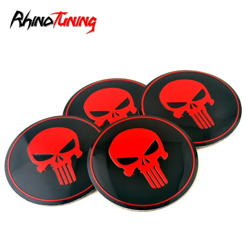 

4pcs 65mm Auto Car Wheel Center Badge Cap Sticker The Skull Emblem Stickers For Porter Sonata Spark Morning 634a Red