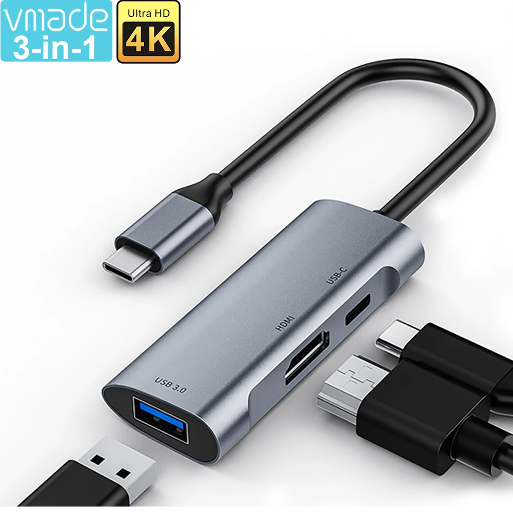 

USB 3.1 Type-C Hub To HDMI Adapter 4K@30HZ Ultra HD Thunderbolt 3 USB C Hub with Hub 3.0 for MacBook Pro/Xiaomi/Air/Huawei Mate