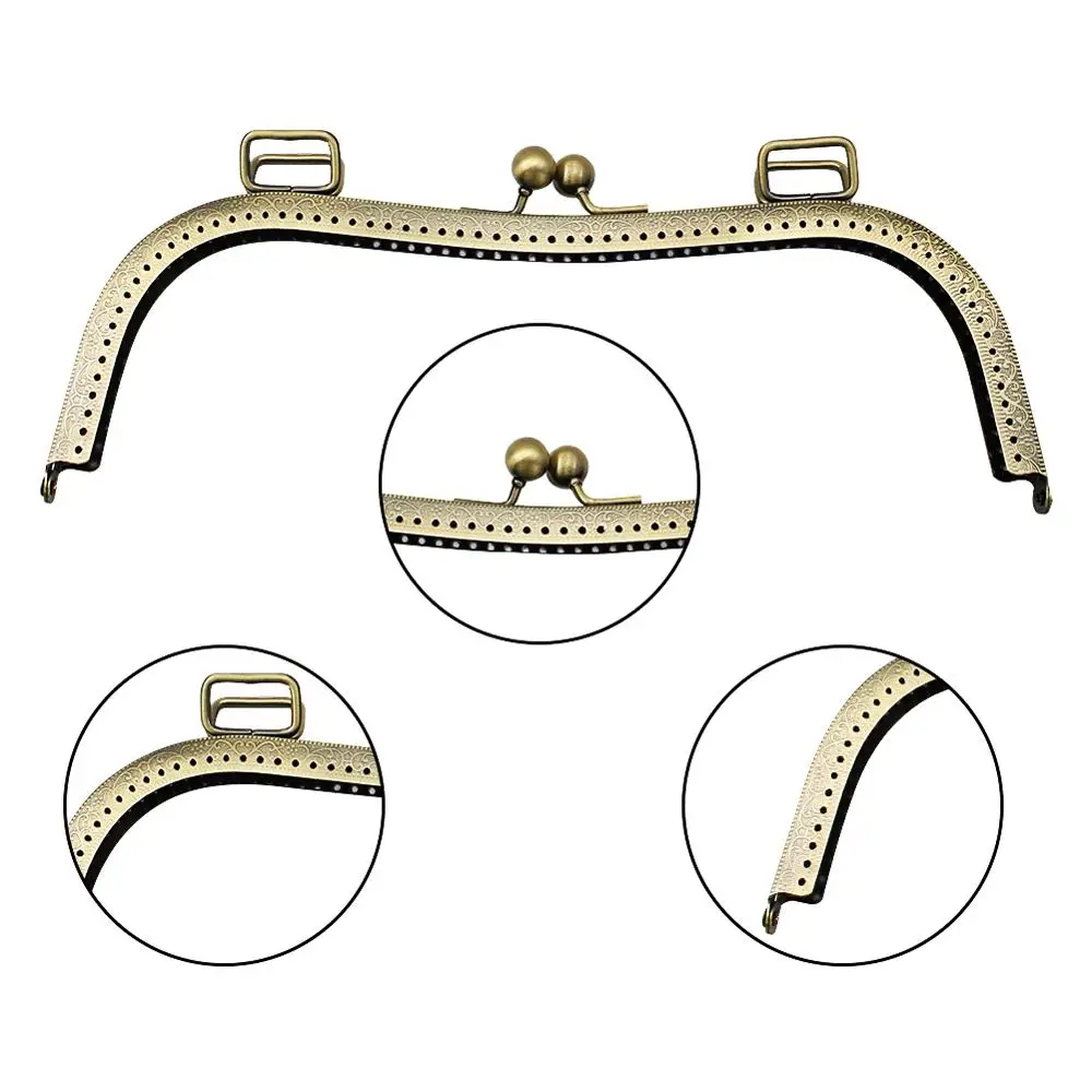 HAOFA PU Leather Handle Carved Edge M Shape 27cm Big Size Women Clutch Bag Metal Clasp Accessories For Bags Purse Frame 2pcs/lot