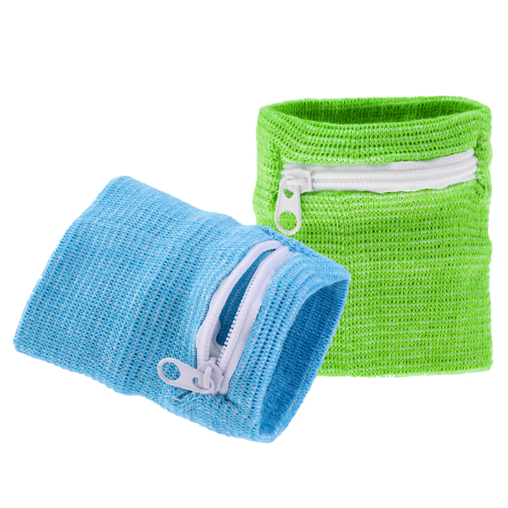 2x Wrist Band Wallet Zipper Money  For Gym Running Fitness Basketball