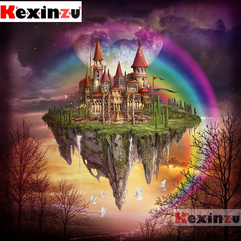 Набор для алмазной вышивки Kexinzu картина Небесный замок с квадратными стразами