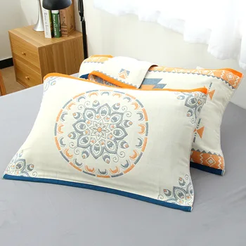 

Pure Cotton Pillow Case Top Grade Simple bei ou shi Gauze Cotton Four Layer Single Person Pillow with the Function of Ventilatio