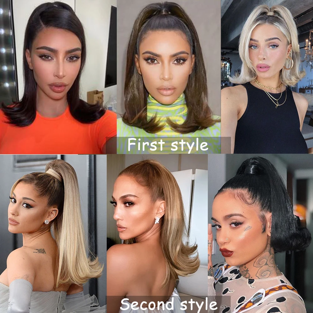 MERISIHAIR Synthetic Long Straight Wrap Around Clip In Ponytail Hair Extension Heat Resistant Pony Tail Fake Hair fake hair extensions