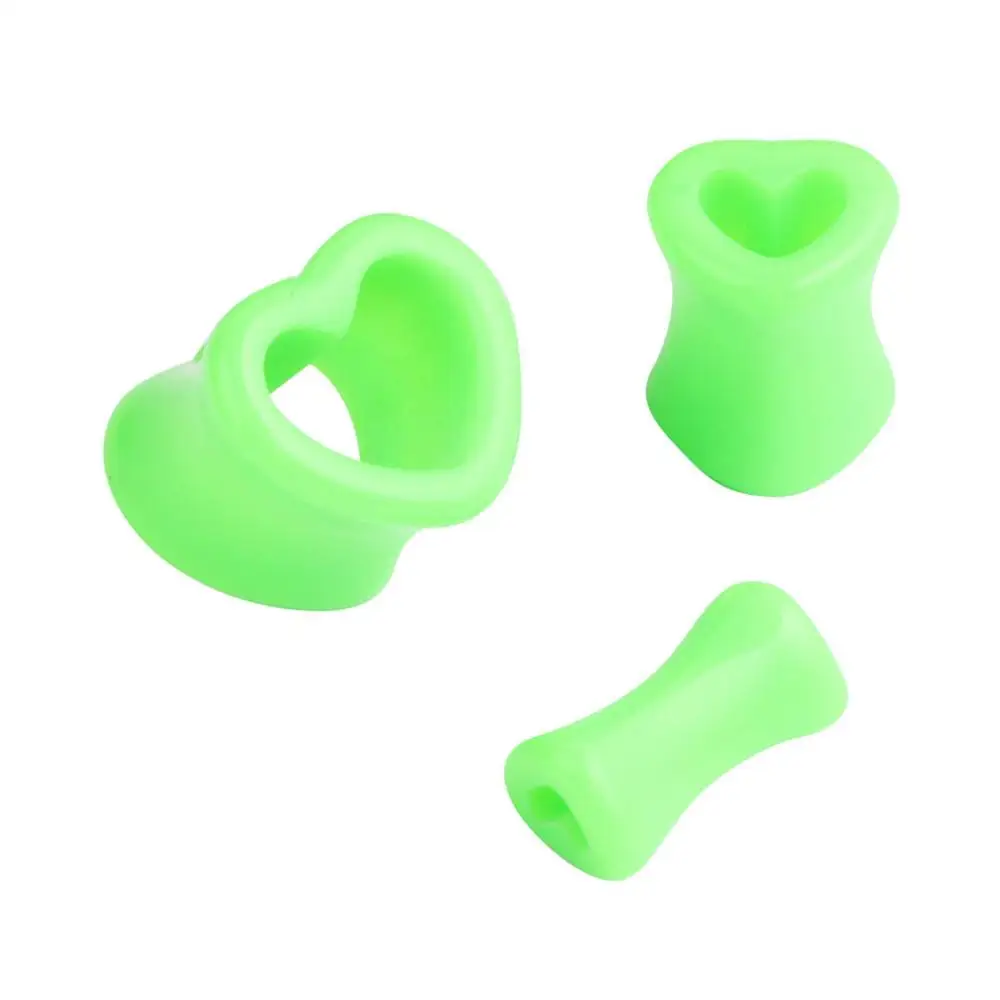 Пирсинг уха серьги Вилки и тоннелей 2 шт./компл. акриловое сердце уха Плоть Вилки Earlet датчики ювелирное изделие для тела, сексуальная Для женщин аксессуары - Окраска металла: Green
