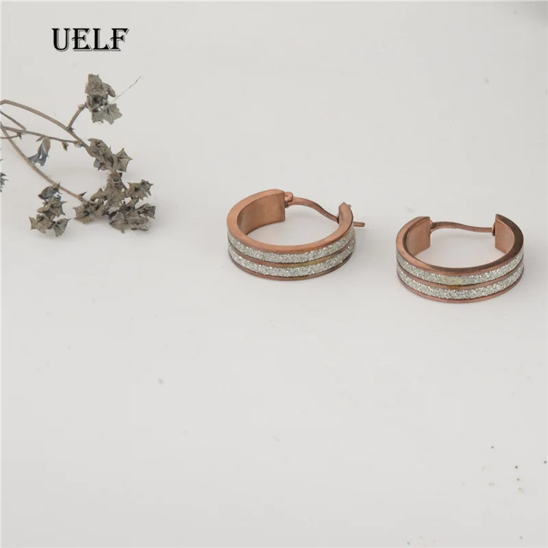 Uelf маленькие серьги-кольца из нержавеющей стали круглые серьги Huggies для женщин Ушные Кольца клипсы розовый круг цвет золотой серьги