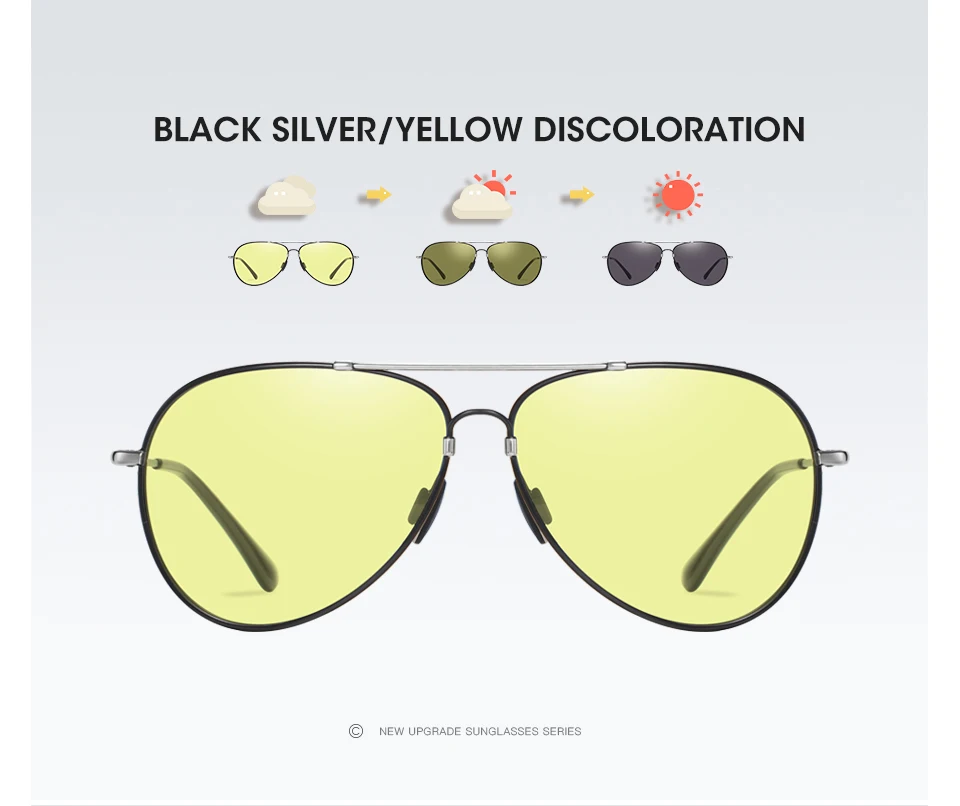 LIOUMO Nachtsicht-Fliegersonnenbrille für Herren, polarisierte photochrome Fahrbrille für Damen, Pilotenbrille, Sonnenbrille für Herren – Detail 12