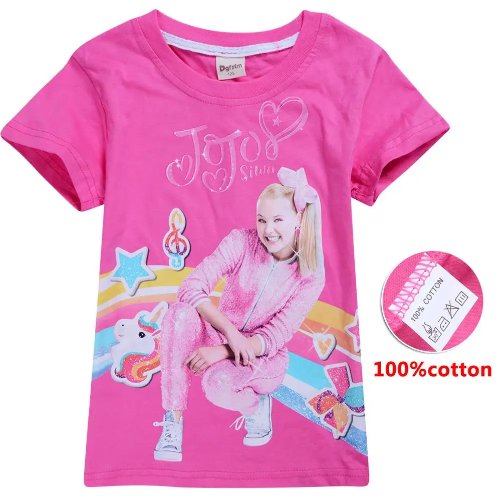 New Girl Kid Jojo Siwa T shirt Children Summer Autumn Short Sleeve Cotton T-shirt Tops Tee Baby Toodler Casual Home Wear Clothes