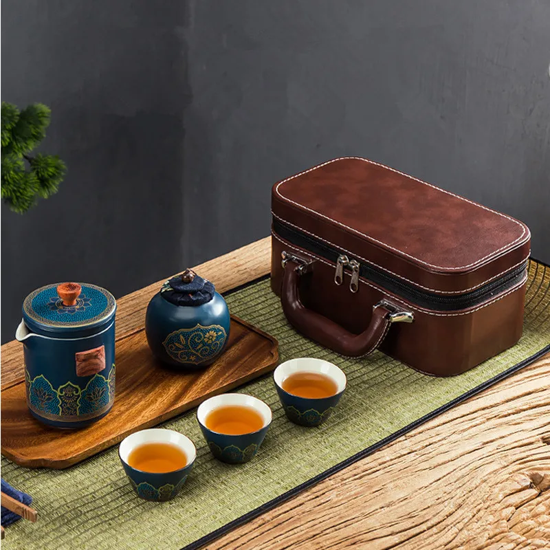 Gift Tea Set Portable One Pot Three Cups Retro Teapot Cup Customized Travel Teaware Flower Designer Vintage | Дом и сад