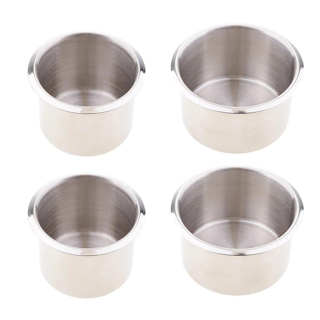 4x Boat Recessed Stainless Steel Cup Drink Can Holder For RV Trailer 90mm & 68mm 4x Boat Recessed Stainless Steel Cup Drink Can Holder For RV Trailer 90mm & 68mm