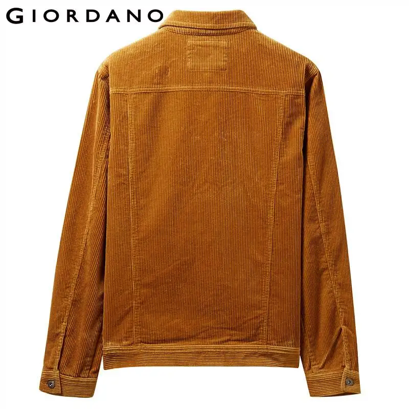 Giordano мужская вельветовая куртка с накладными карманами, с застежкой на пуговицах