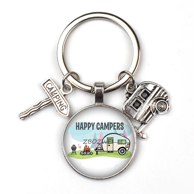 15 Счастливый Отдых милые туристический автомобиль я лагерь camper ключ дорожный знак брелок со стеклянным кабошоном путешественник цепочка для ключей «богиня»; - Цвет: 15