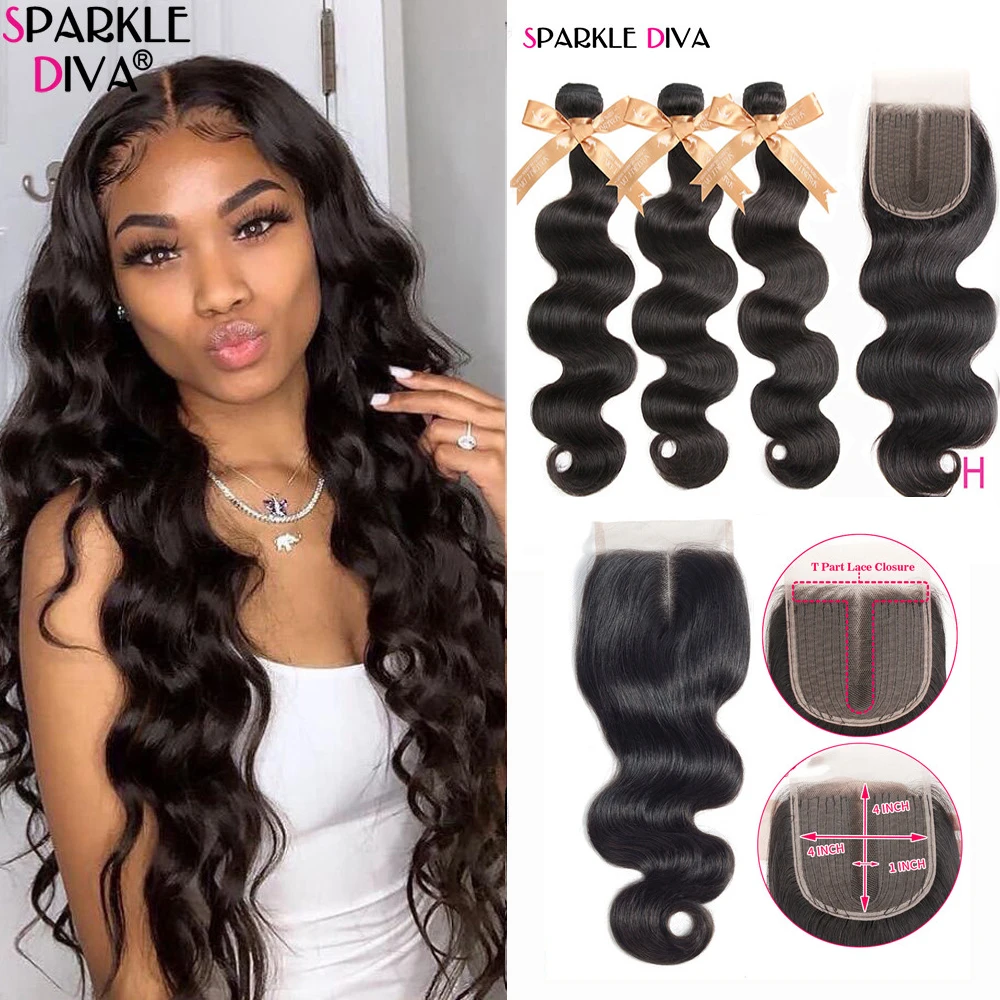 

Bundles With Closure Body Wave Brazilian Human Hair Weave Extensions 3/4 Bundles Remy Weaving Human Hair Lot in Promo