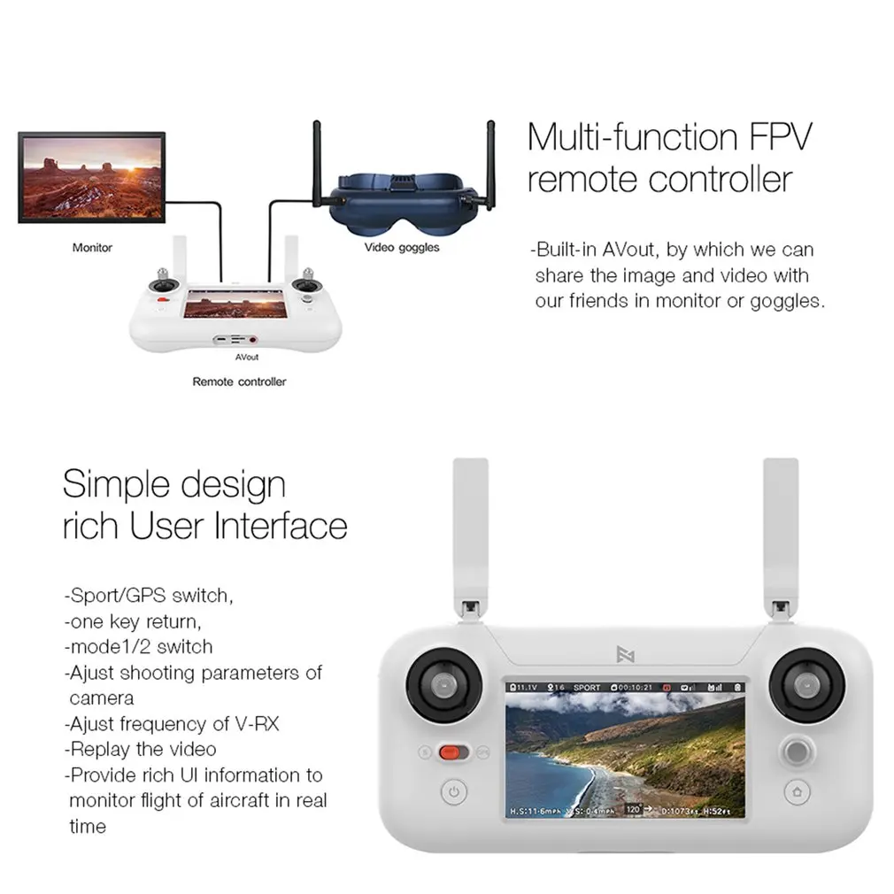 FIMI A3 5,8G gps дрона с дистанционным управлением с 2-оси Gimbal 1080P Камера 1 км с видом от первого лица 25 минут для дистанционно управляемого летательного аппарата RTF Безголовый режим двойной DVR