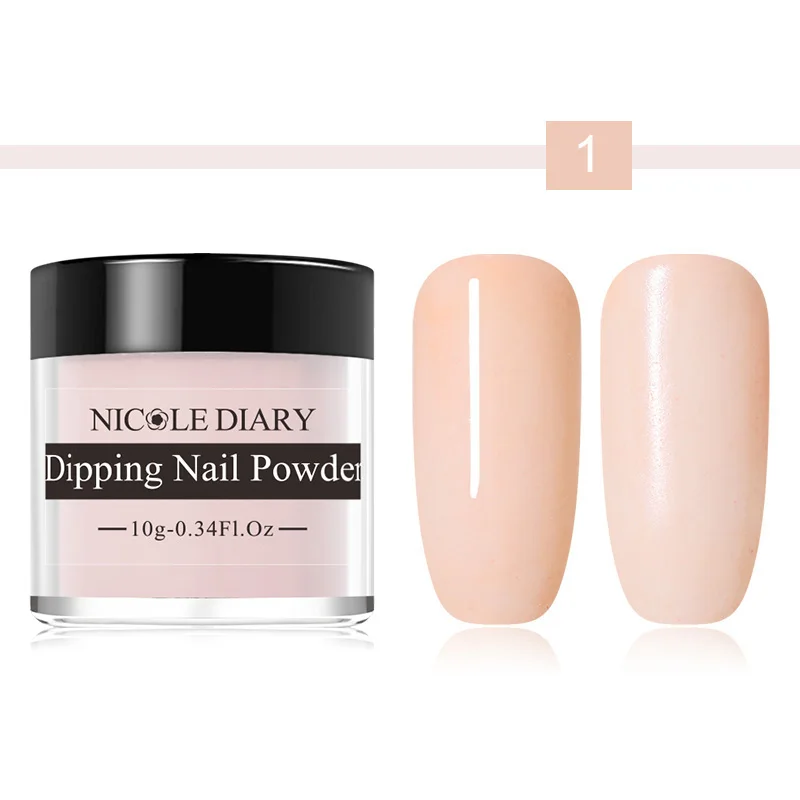 Color 1 NICOLE DAIRY 1 коробка 10 мл погружающаяся пудра для ногтей без лампы для лечения естественного сухого погружения пудра для ногтей гель для ногтей блестящая пудра для ногтей - Цвет: Color 1