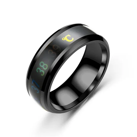 Steel Jewelry Smart Display Temperature Temperature Ring Stainless Steel Ring Men's Novelty Couple Ring